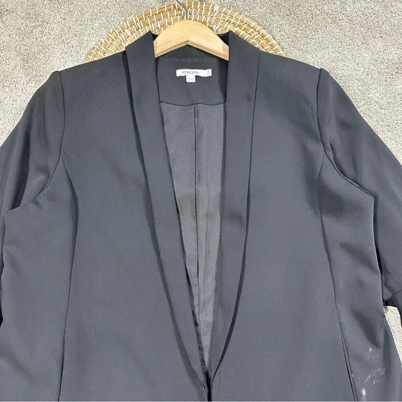 Chico’s Women’s Ruched Sleeve Blazer Open Front Lined Office in Black 2/US 12 - Picture 3 of 14